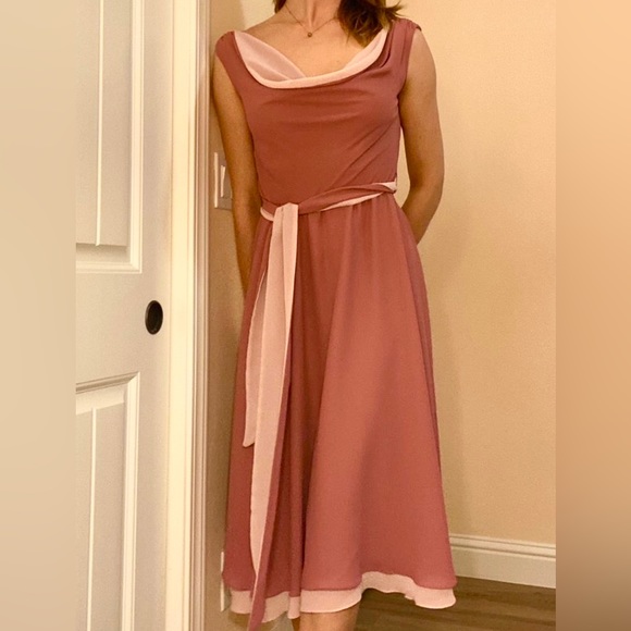 Vintage 60s 70s David Morris x Joseph Magnin Two-Tone Gamine Dress Pink 4 - Picture 7 of 8